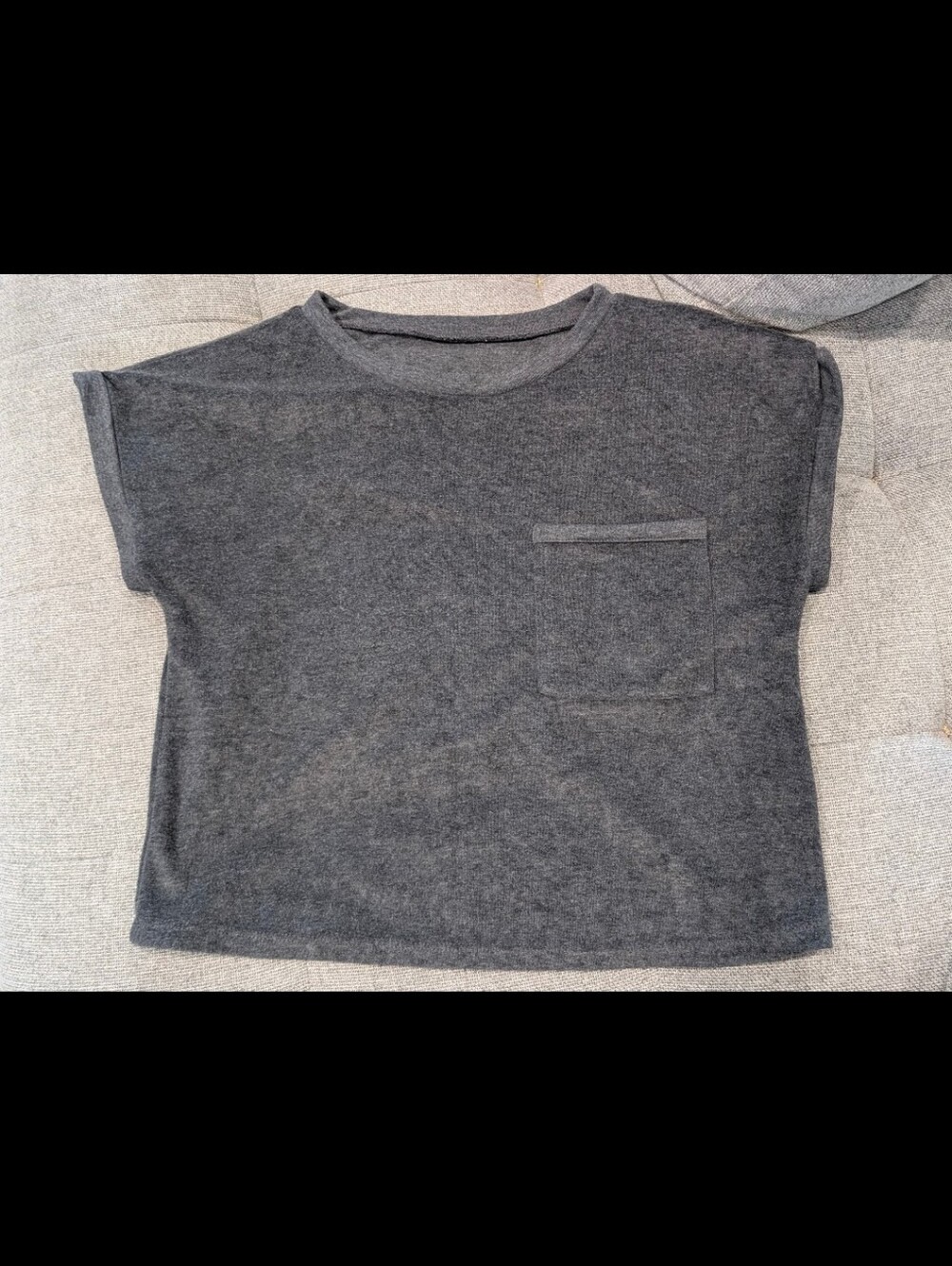 Charcoal Gray Pocket Wool Cropped Tee
